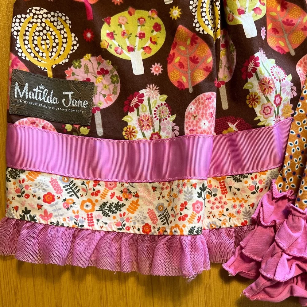 EUC MATILDA JANE TWO PIECE outfit. Colorful Kids Dress with Leggings.